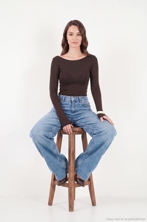 Lela Kayık Yaka Transparan Triko Bluz Kadın BLUZ 5866879 KAHVE
