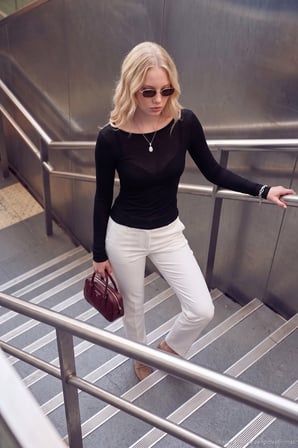 Lela Kayık Yaka Transparan Triko Bluz Kadın BLUZ 5866879 SİYAH
