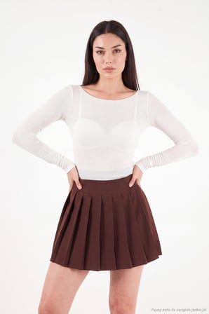 Lela Kayık Yaka Transparan Triko Bluz Kadın BLUZ 5866879 EKRU