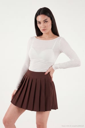 Lela Kayık Yaka Transparan Triko Bluz Kadın BLUZ 5866879 EKRU