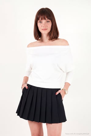 Lela Madonna Yaka Yarasa Kol Triko Bluz Kadın BLUZ 5866892 EKRU