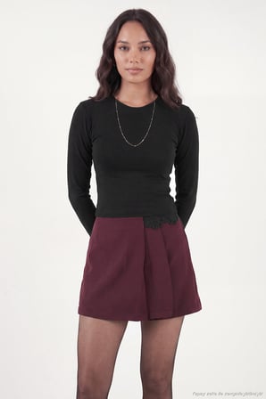 Lela Pamuklu Bisiklet Yaka Crop Bluz Kadın BLUZ 5867060 SİYAH