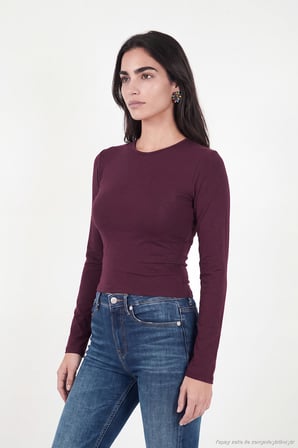 Lela Pamuklu Bisiklet Yaka Crop Bluz Kadın BLUZ 5867060 MÜRDÜM