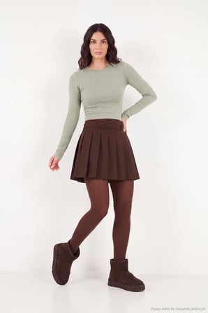 Lela Pamuklu Bisiklet Yaka Crop Bluz Kadın BLUZ 5867060 Olive