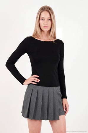 Lela Kayık Yaka Basic Uzun Kollu Bluz Kadın BLUZ 5867061 SİYAH