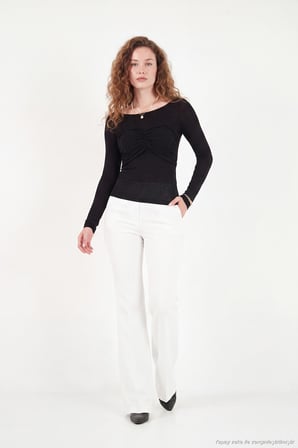 Lela Göğüs Drape Detaylı Kayık Yaka Bluz Kadın BLUZ 5867117 SİYAH