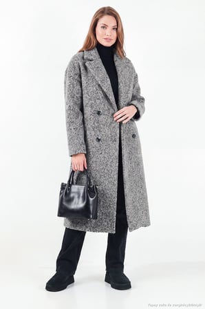 Lela Oversize Fit Mono Yaka Düğmeli Buklet Uzun Kaşe Kaban Kadın KABAN 6811997 ANTRASİT