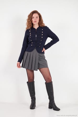 Lela Napolyon Stil Çift Sıra Düğmeli Kadın Örme Hırka HIRKA 680HI00190 LACİVERT