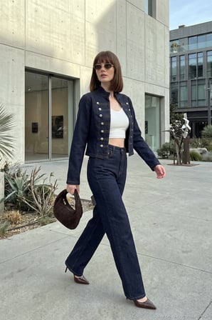 Lela Pamuklu Yüksek Bel Bol Paça Jeans Kadın KOT PANTOLON 7031006 KOYU MAVİ