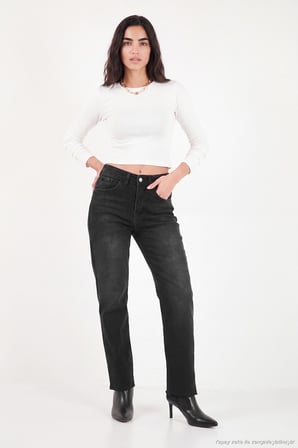 Lela Pamuklu Yüksek Bel Düz Paça Jeans Kadın KOT PANTOLON 7031007 SİYAH