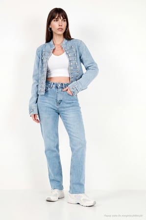 Lela Pamuklu Yüksek Bel Düz Paça Jeans Kadın KOT PANTOLON 7031007 MAVİ