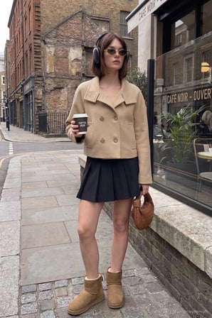 Lela Dik Yaka Düğmeli Kısa Kaşe Mont Kadın KAŞE MONT 611AW115 CAMEL