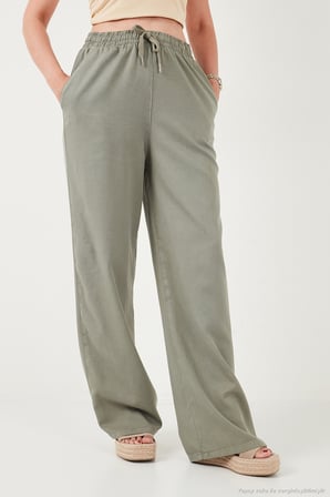 Lela Yüksek Bel Bol Paça Liyosel Pantolon Bayan PANTOLON 668YP4707 AÇIK HAKİ