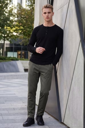 Buratti Regular Fit Düz Paça Bağlamalı Pantolon Erkek PANTOLON 6843700 HAKİ