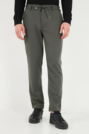 Buratti Regular Fit Düz Paça Bağlamalı Pantolon Erkek PANTOLON 6843700 HAKİ