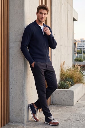 Buratti Regular Fit Düz Paça Bağlamalı Pantolon Erkek PANTOLON 6843700 LACİVERT