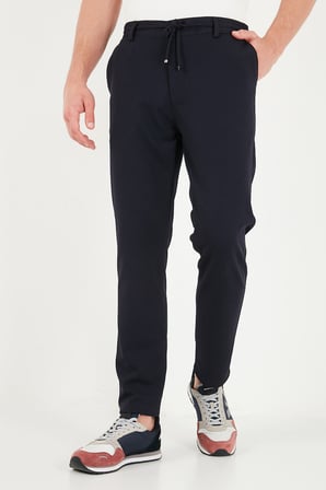 Buratti Regular Fit Düz Paça Bağlamalı Pantolon Erkek PANTOLON 6843700 LACİVERT