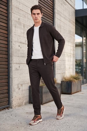 Buratti Regular Fit Düz Paça Bağlamalı Pantolon Erkek PANTOLON 6843700 KAHVE