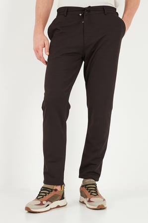 Buratti Regular Fit Düz Paça Bağlamalı Pantolon Erkek PANTOLON 6843700 KAHVE