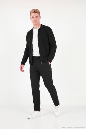 Buratti Regular Fit Düz Paça Bağlamalı Pantolon Erkek PANTOLON 6843700 SİYAH