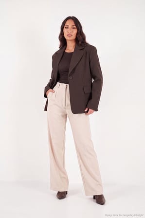Lela Kruvaze Yaka Desenli Astar Detaylı Blazer Ceket Kadın CEKET 6523001 KAHVE