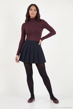 Lela Kemer ve Düğme Detaylı Pileli Mini Etek Kadın ETEK 6523002 LACİVERT