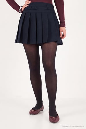 Lela Kemer ve Düğme Detaylı Pileli Mini Etek Kadın ETEK 6523002 LACİVERT