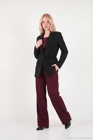 Lela Puantiye Astarlı Belden Bağlamalı Blazer Ceket Kadın CEKET 6524049 SİYAH