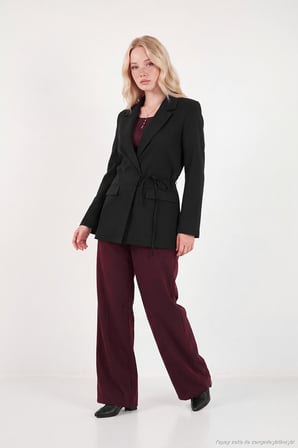 Lela Puantiye Astarlı Belden Bağlamalı Blazer Ceket Kadın CEKET 6524049 SİYAH
