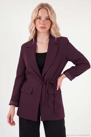 Lela Puantiye Astarlı Belden Bağlamalı Blazer Ceket Kadın CEKET 6524049 MÜRDÜM