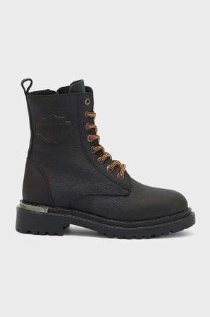 Harley Davidson Steven Logolu Fermuarlı Hakiki Deri Bot Erkek BOT 026M100065 CTN Black Baskılı Deri