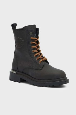 Harley Davidson Steven Logolu Fermuarlı Hakiki Deri Bot Erkek BOT 026M100065 CTN Black Baskılı Deri