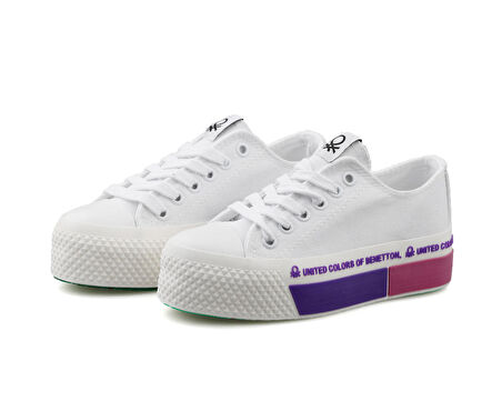 Benetton Bn 30934 Beyaz Lila Kadın Günlük Ayakkabı BN-30934-BEYAZ-LILA Beyaz