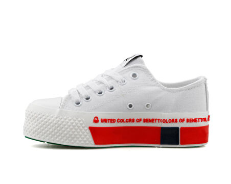 Benetton Bn 30934 Beyaz Kırmızı Kadın Günlük Ayakkabı BN-30934-BEYAZ-KIRMIZI Beyaz