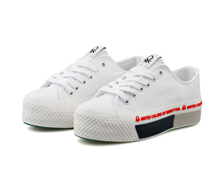 Benetton Bn 30934 Beyaz Kırmızı Kadın Günlük Ayakkabı BN-30934-BEYAZ-KIRMIZI Beyaz