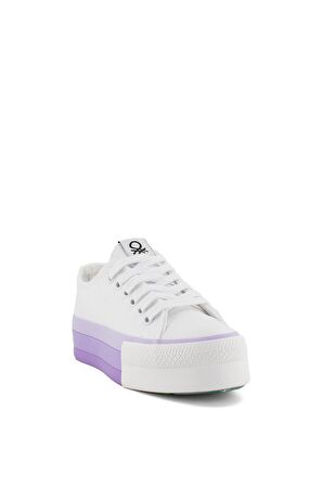 Benetton BN-30937 Kadın Spor Ayakkabı Beyaz - Lila