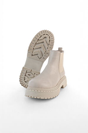 Kadın Pc-52414 Kalın Tabanlı Chelsea Bot - Krem | 40