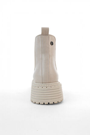 Kadın Pc-52414 Kalın Tabanlı Chelsea Bot - Krem | 40