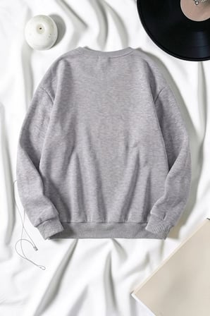 Unisex Karışık Baskılı Bisiklet Yaka Sweatshirt
