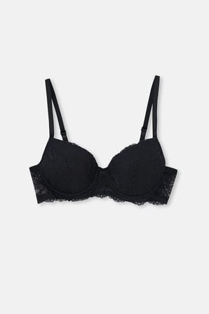Eros Ersk1110 Begonvile Sütyen Siyah Dantel Yarı Push Up 75C