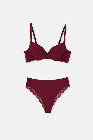 Eros Ersk1150 Willow Dantel Detaylı Sütyen Takımı Bordo Renk 90C Beden