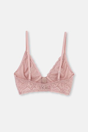 Soft Pembe Dantel Ve Tül Detaylı Balenli Bralet