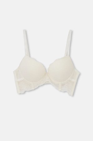 Eros Verona Dantelli Çift Destekli Push-Up Sütyen Takımı Ekru 85A