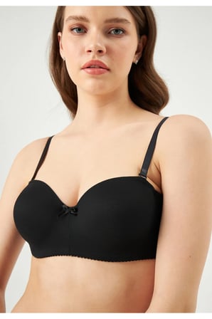 Eros Camellia Straplez Sütyen Siyah 85D Desteksiz Boş Cup Poliamid Elastan Karışımlı