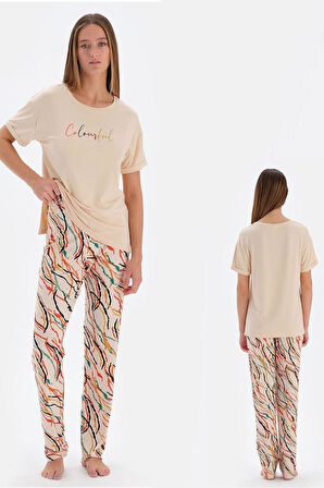 ESK33560 O YAKA KISA KOL PİJAMA TK