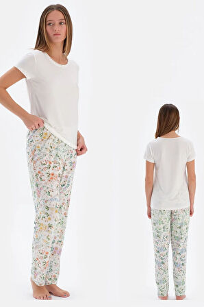 Eros 33570 Pamuklu Kısa Kollu Kadın Pijama Takımı Beyaz