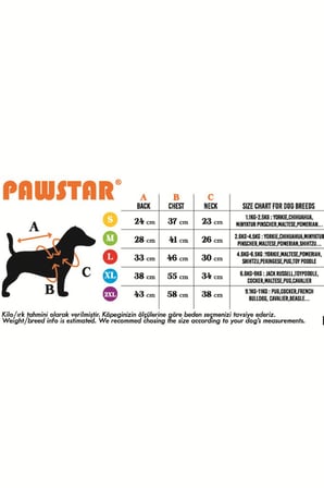 Pawstar Kedi ve KÜÇÜK Köpek Purple Railway Vest L Sırt33cm Göğüs46cm Boyun30cm