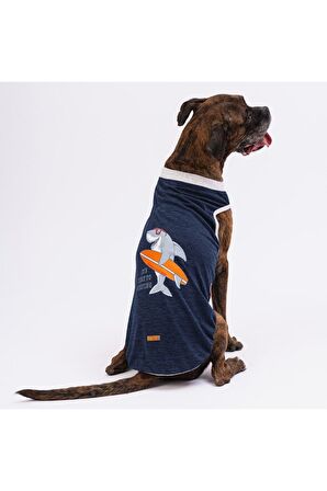 Pawstar Lacivert Shark Büyük Köpek Tişörtü - Köpek Kıyafeti (15 KG-45 KG)  3 XL