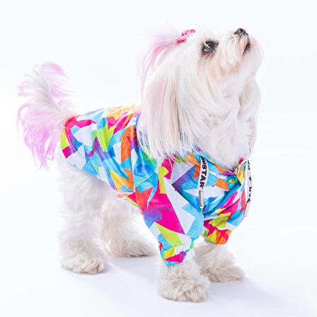 Pawstar Mosaic Polarlı Su Geçirmez Küçük Irk Köpek Yağmurluğu