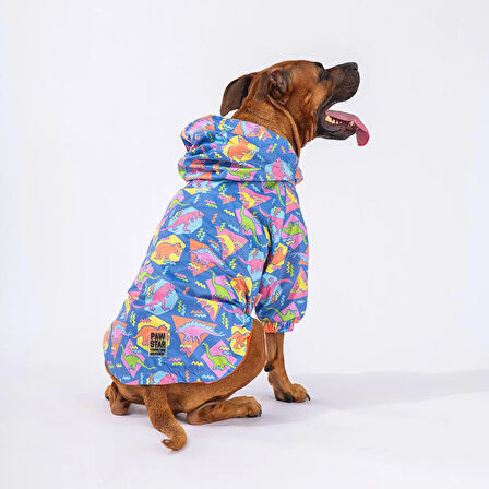 Pawstar Dinosaurum Fileli Su Geçirmez Orta-Büyük Irk Köpek Yağmurluğu